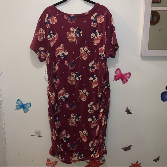 Midi Floral Body Con Dress with Side Ruching - Picture 2 of 4